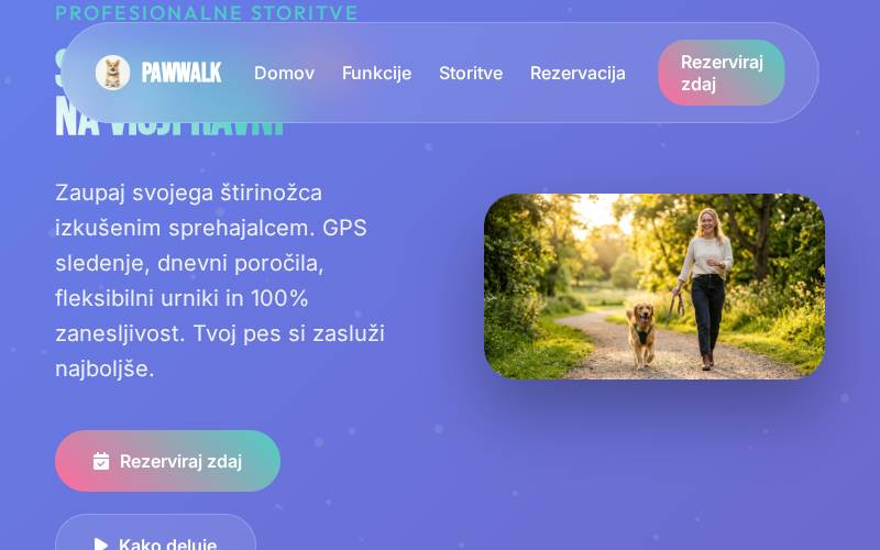 Website for PawWalk dog walking service