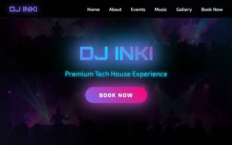 Website for DJ Inki premium nightlife