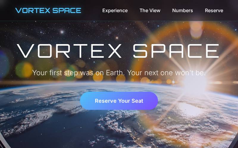 Website for Vortex Space civilian spacewalks