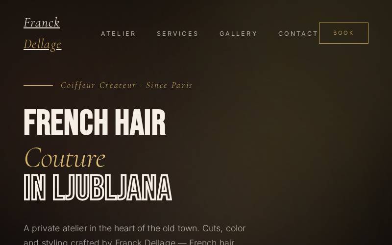 Website for Franck Dellage hair couture