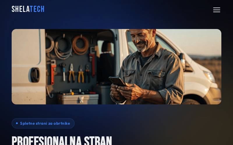 Website for ShelaTech, sites for tradesmen