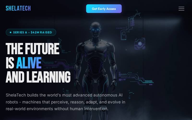Website for ShelaTech AI robotics