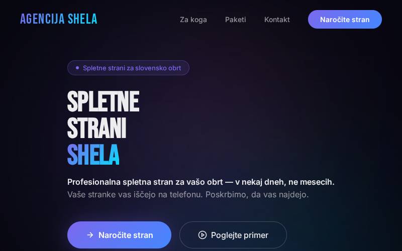 Website for Agencija Shela for tradesmen